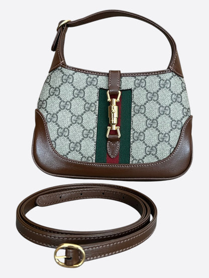 Gucci Beige & Brown GG Monogram Jackie 1961 Mini Bag