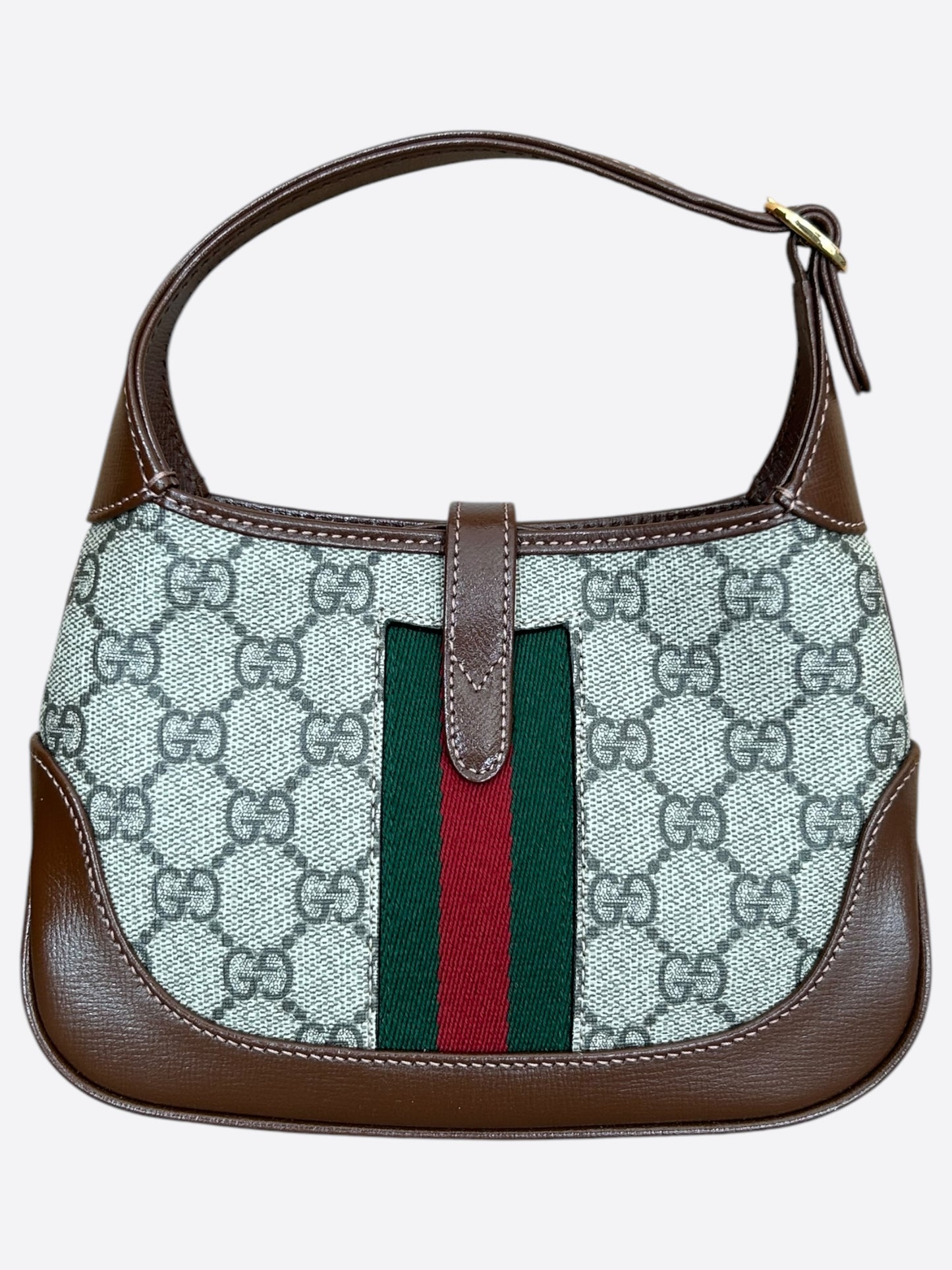 Gucci Beige & Brown GG Monogram Jackie 1961 Mini Bag