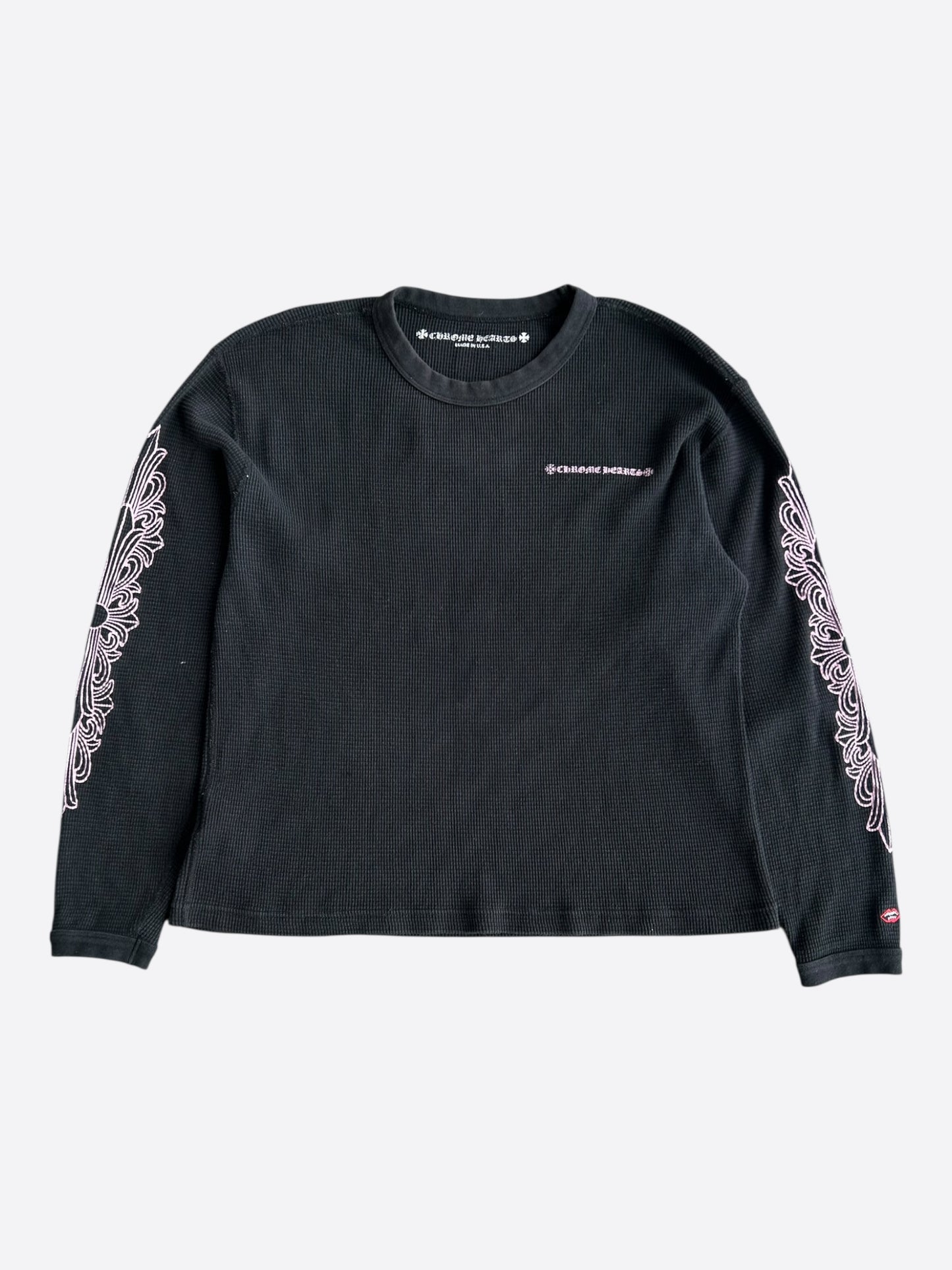 Chrome Hearts Black & Pink Floral Thermal Longsleeve T-Shirt