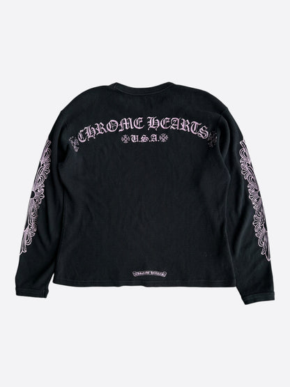 Chrome Hearts Black & Pink Floral Thermal Longsleeve T-Shirt
