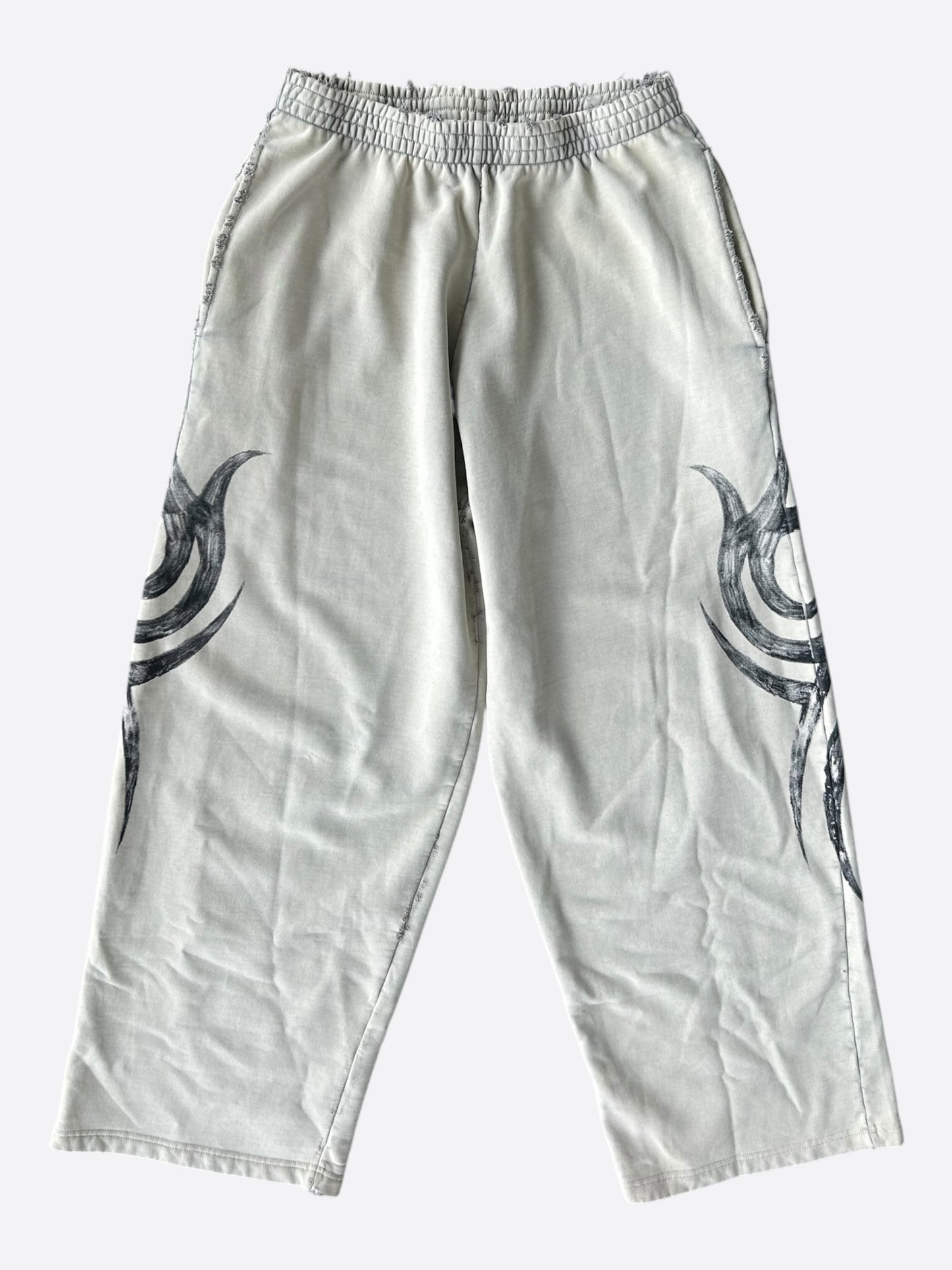 Balenciaga Beige & Black Tattoo Graphic Sweatpants