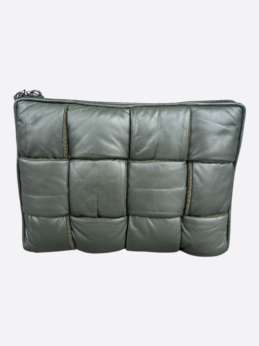 Bottega Veneta Green Intrecciato Padded Cassette Clutch