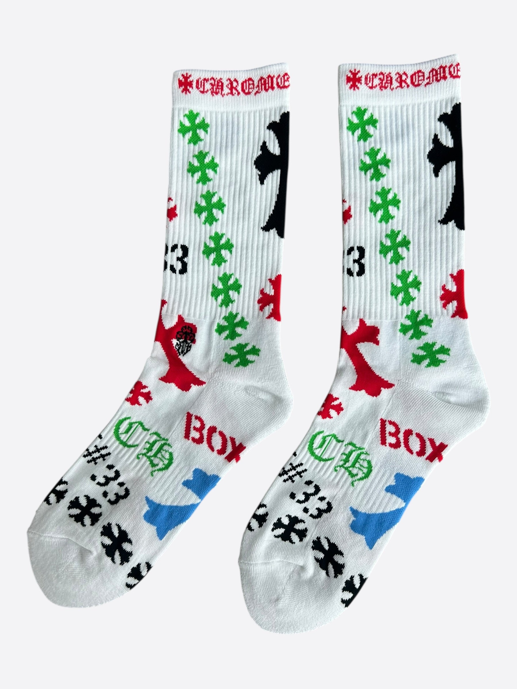 Chrome Hearts White & Multicolor Stencil Logo Socks – Savonches