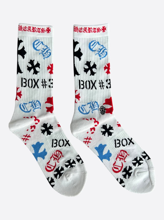 Chrome Hearts White & Multicolor Stencil Logo Socks