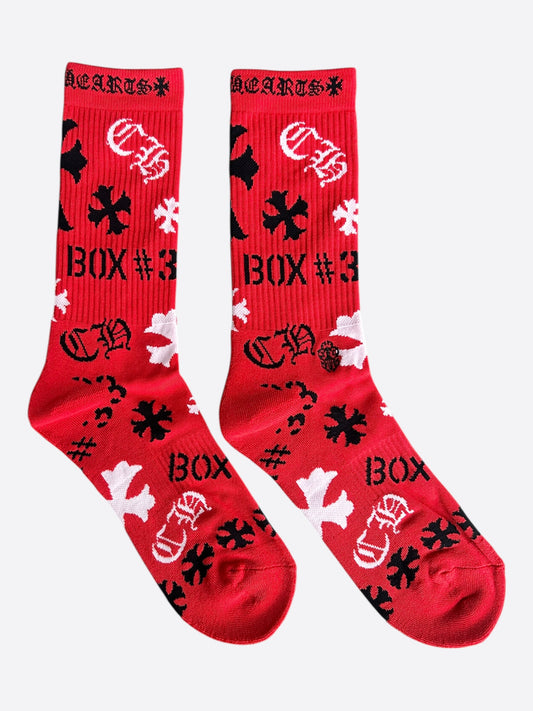 Chrome Hearts Red & Multicolor Stencil Logo Socks