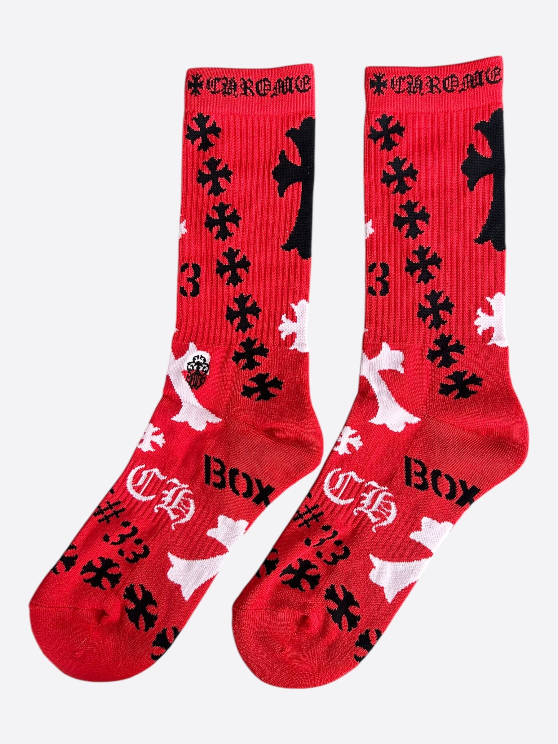 Chrome Hearts Red & Multicolor Stencil Logo Socks – Savonches