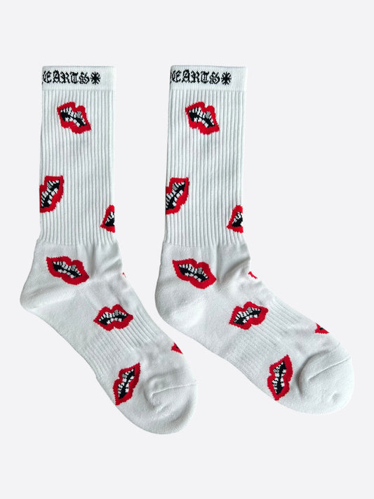 Chrome Hearts Matty Boy White & Red Chomper Socks