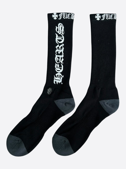 Chrome Hearts Black & White Script Logo Socks