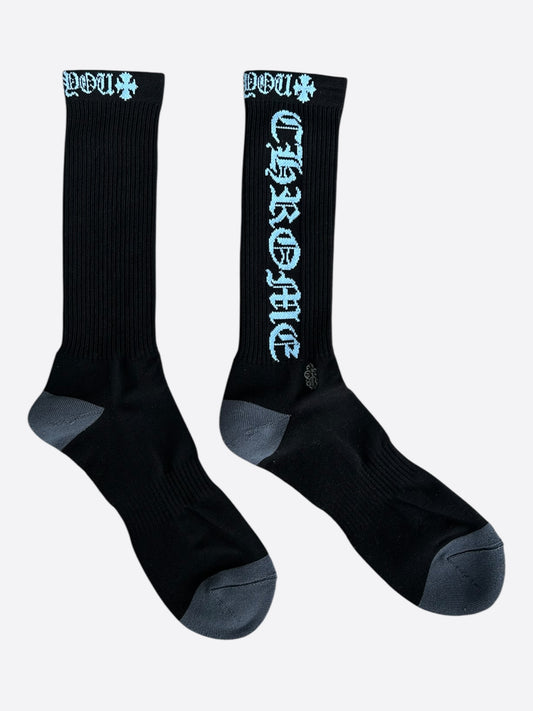 Chrome Hearts Black & Blue Script Logo Socks