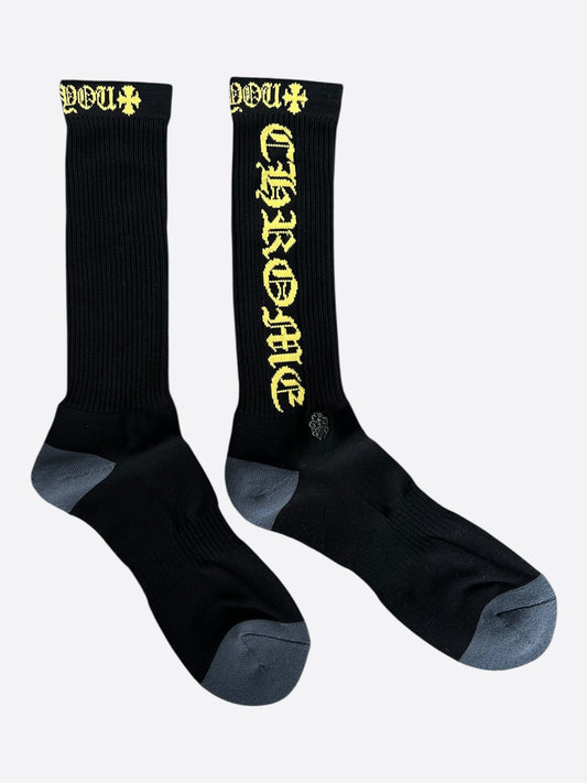 Chrome Hearts Black & Yellow Script Logo Socks
