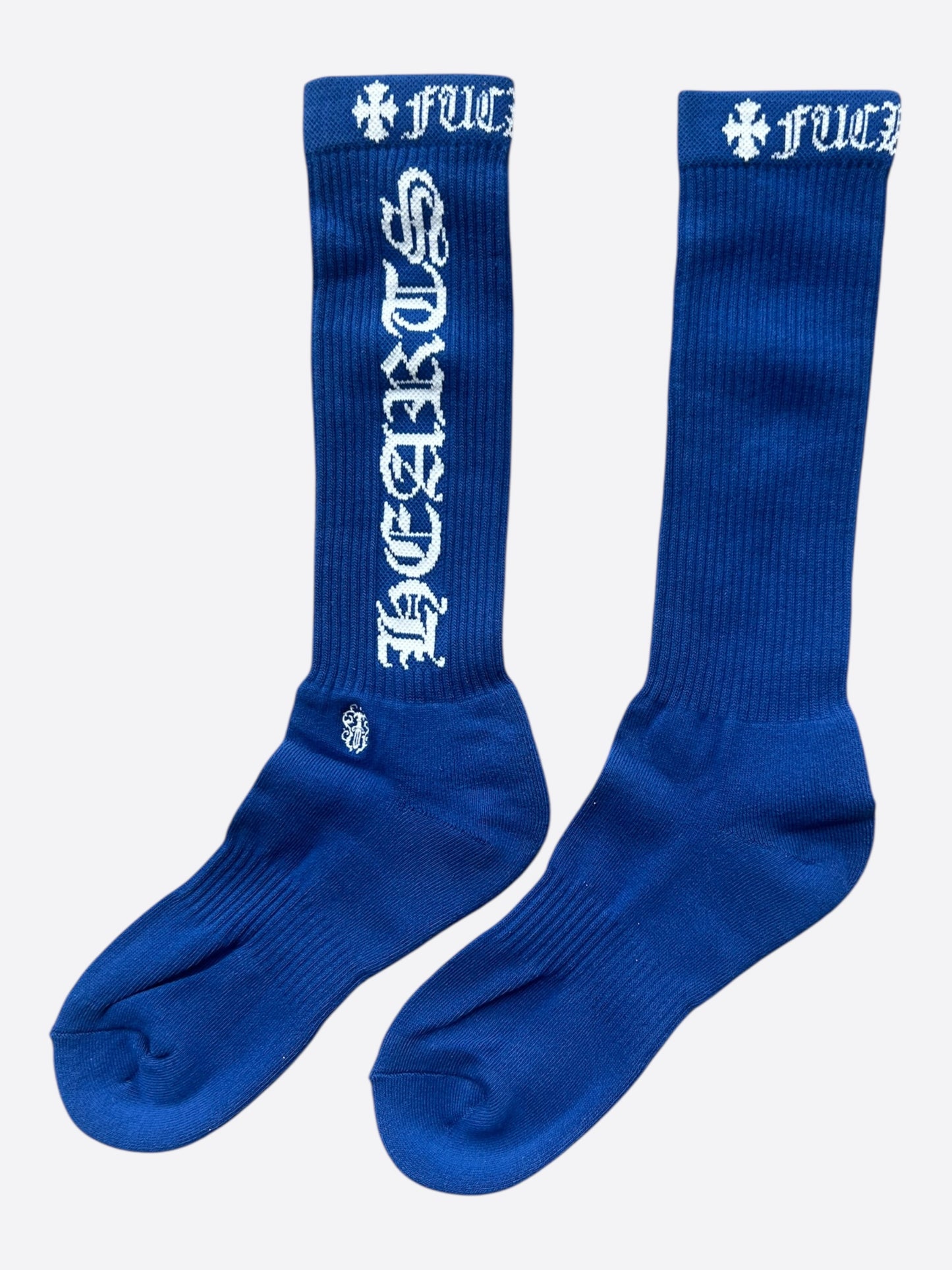 Chrome Hearts Blue & White Script Logo Socks