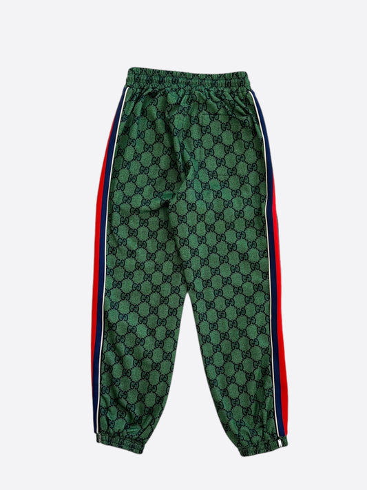 Gucci Green GG Monogram Striped Track Pants