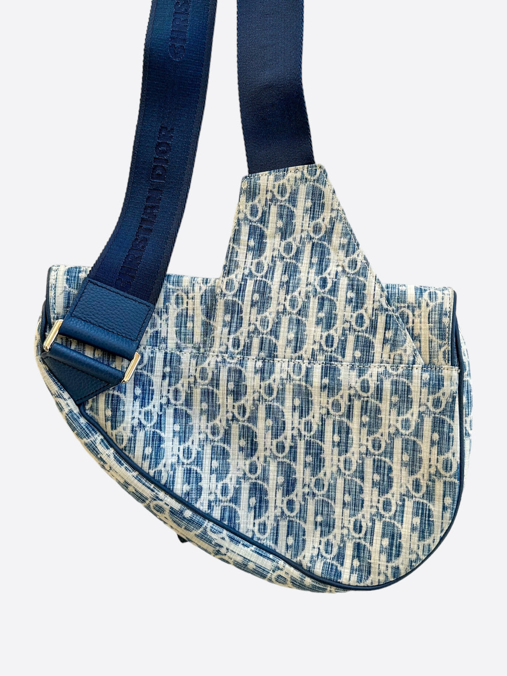 Dior Blue Denim Oblique Kasuri Saddle Bag Savonches