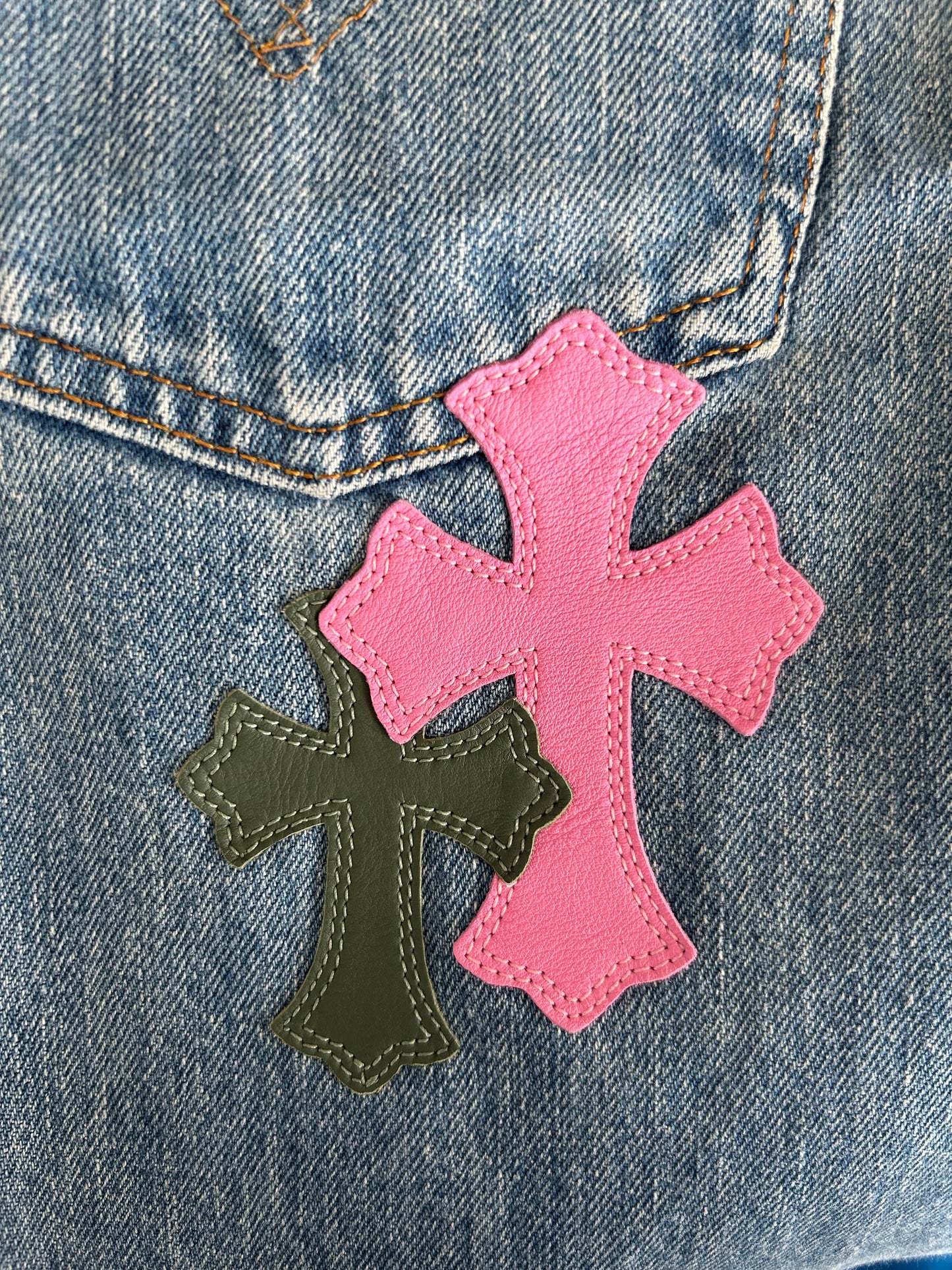 Chrome Hearts Levis Blue Multicolor Cross Patch Flared 1/1 Jeans