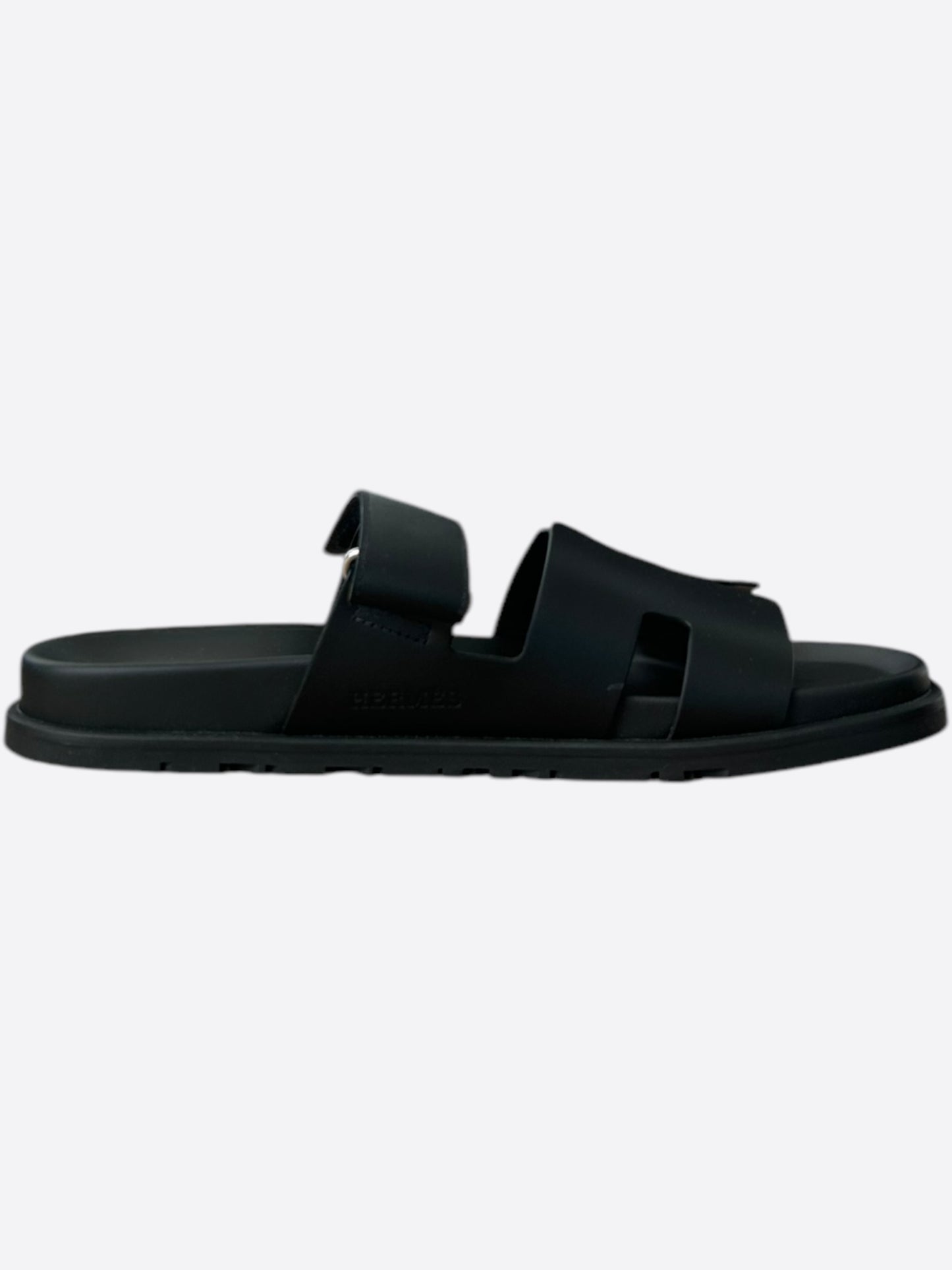 Hermes Black Leather Chypre Sandals