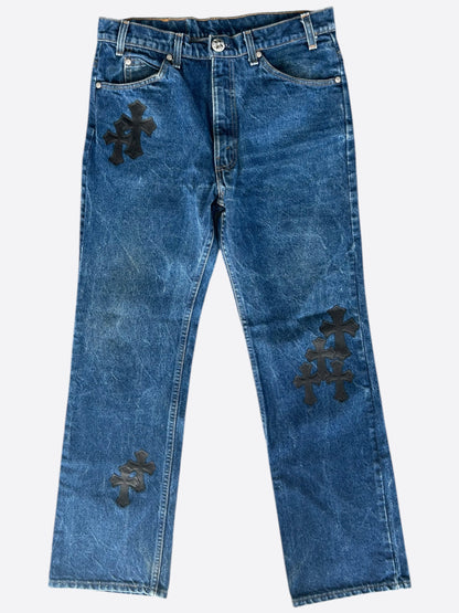 Chrome Hearts Levis Blue & Black Cross Patch Jeans