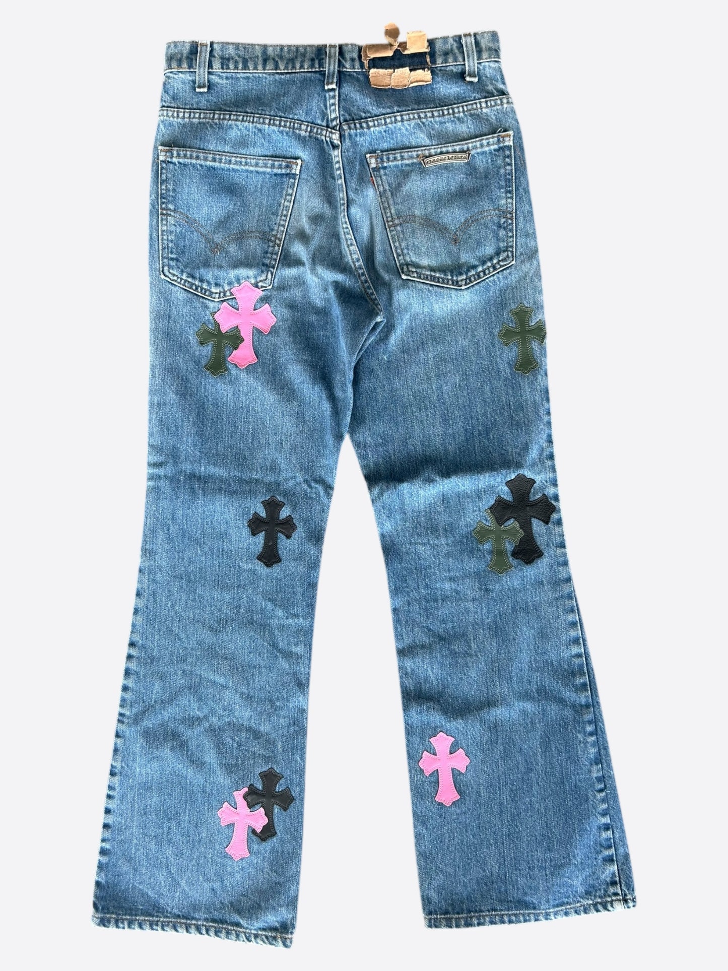 Chrome Hearts Levis Blue Multicolor Cross Patch Flared 1/1 Jeans