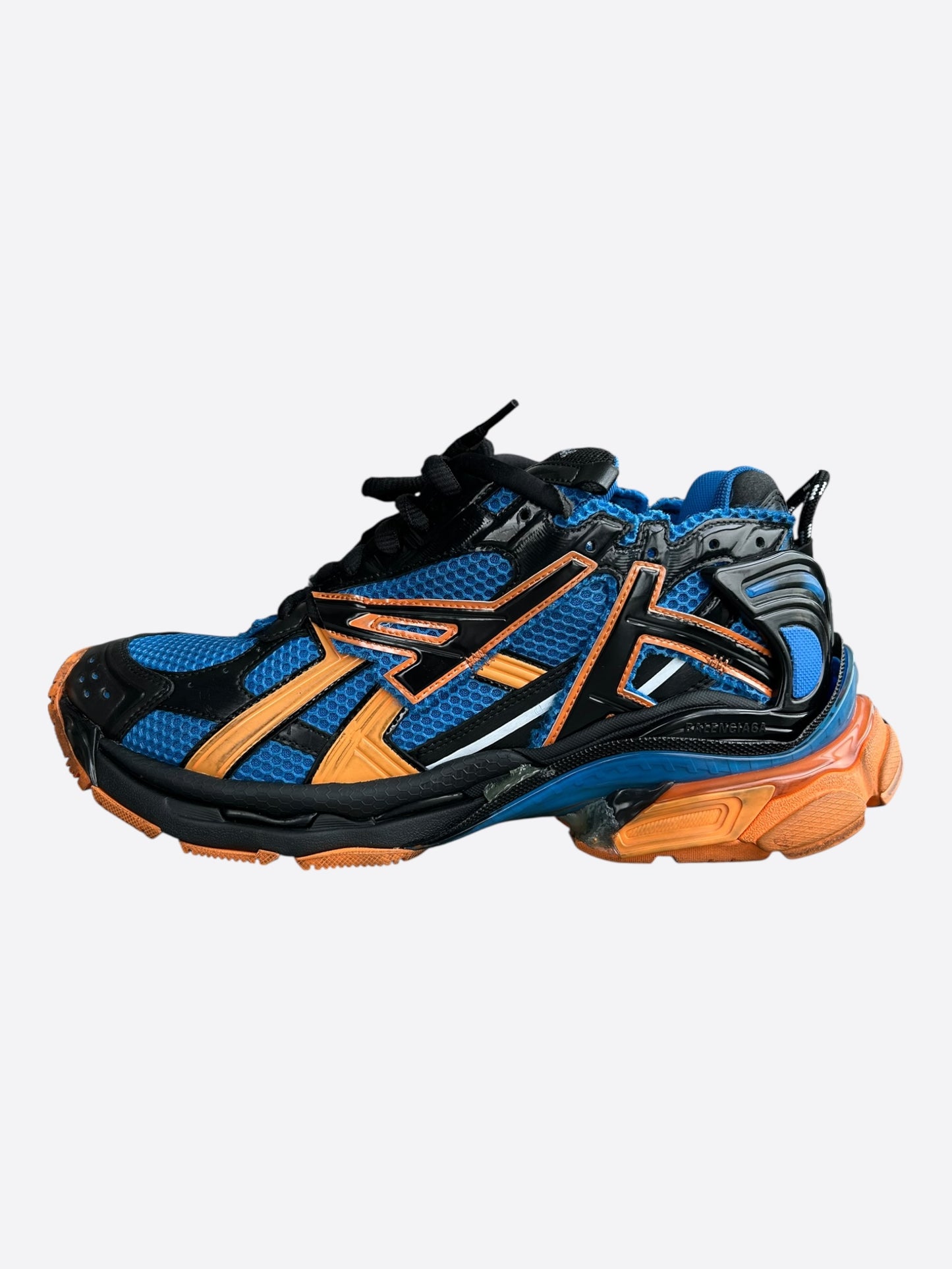 Balenciaga Blue & Orange Mesh Runner Sneakers