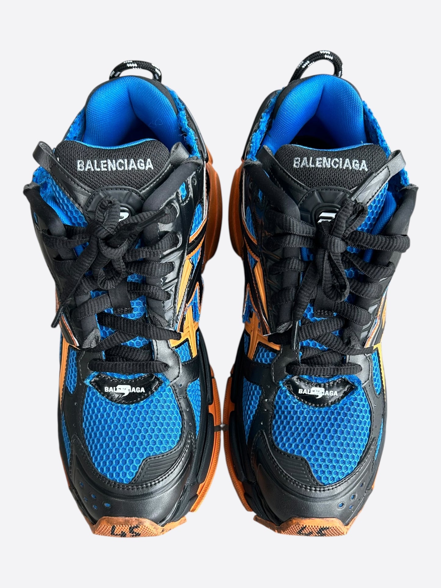 Balenciaga Blue & Orange Mesh Runner Sneakers