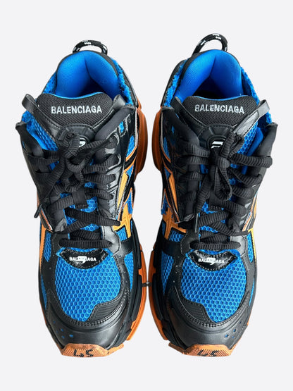 Balenciaga Blue & Orange Mesh Runner Sneakers