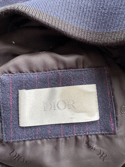 Dior Navy Pinstripe Atelier Embroidered Bomber Jacket