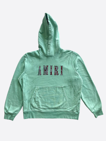 Amiri Green & Red Bandana Logo Hoodie