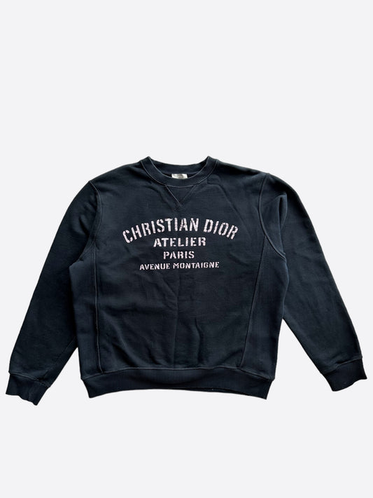 Dior Navy Faded Atelier Logo Sweater