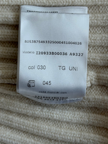 Moncler White Logo Beanie