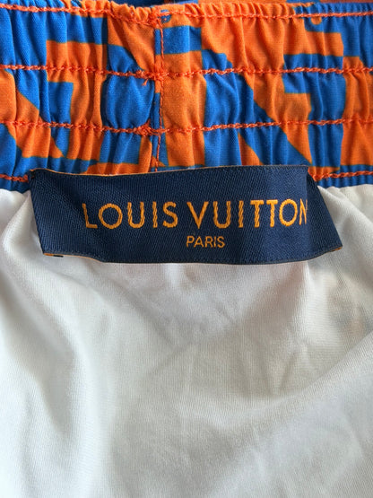 Louis Vuitton Blue & Orange Dove Print Swimshorts