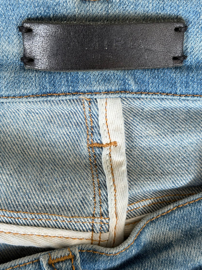 Amiri Clay Indigo Blue Denim Core Applique Logo Jeans
