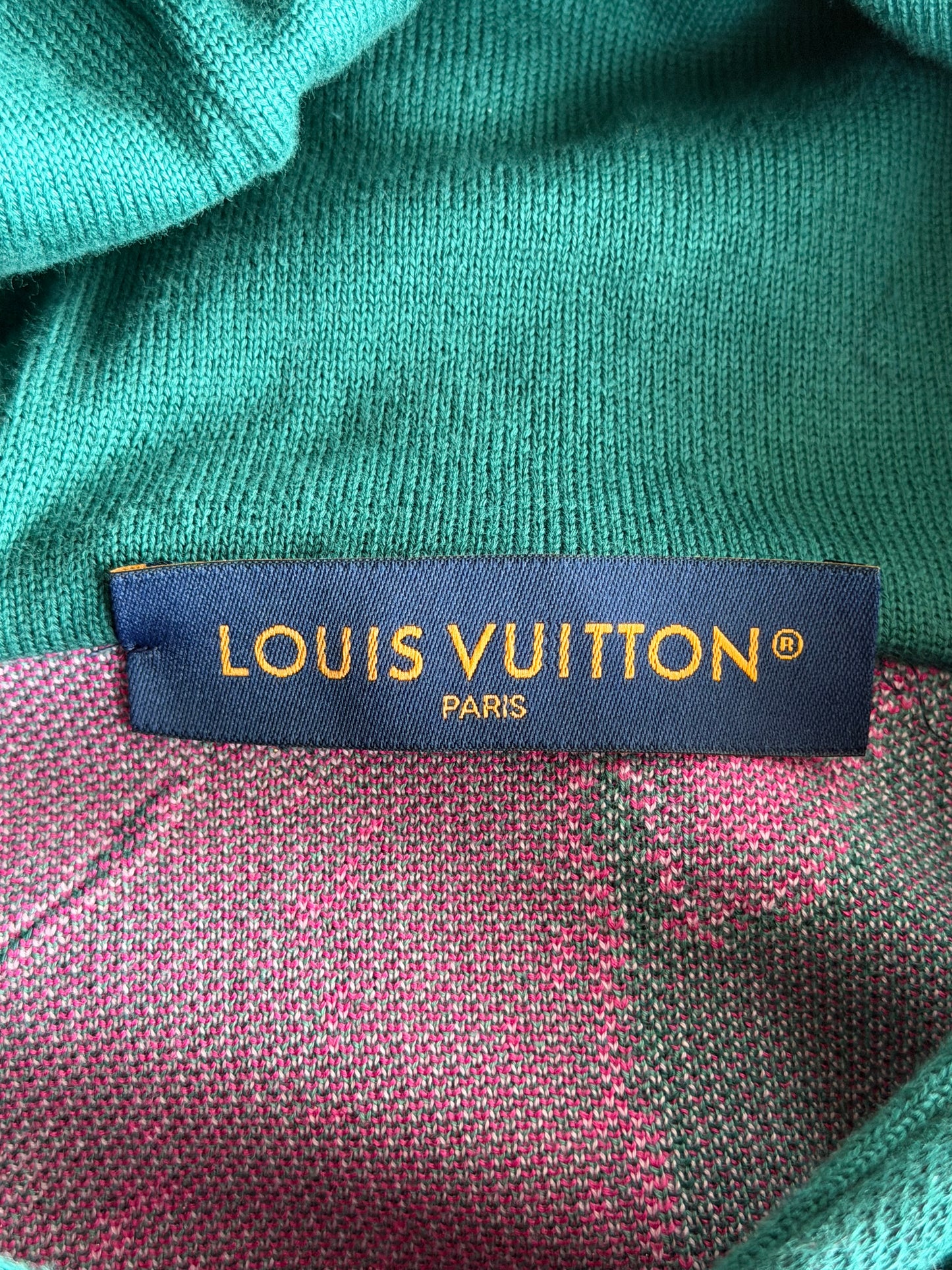 Louis Vuitton Green & Pink Logo Knitted Hoodie