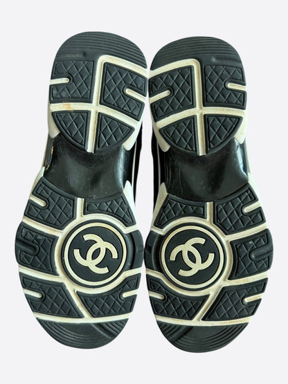 Chanel Black & White Embossed CC Logo Sneakers