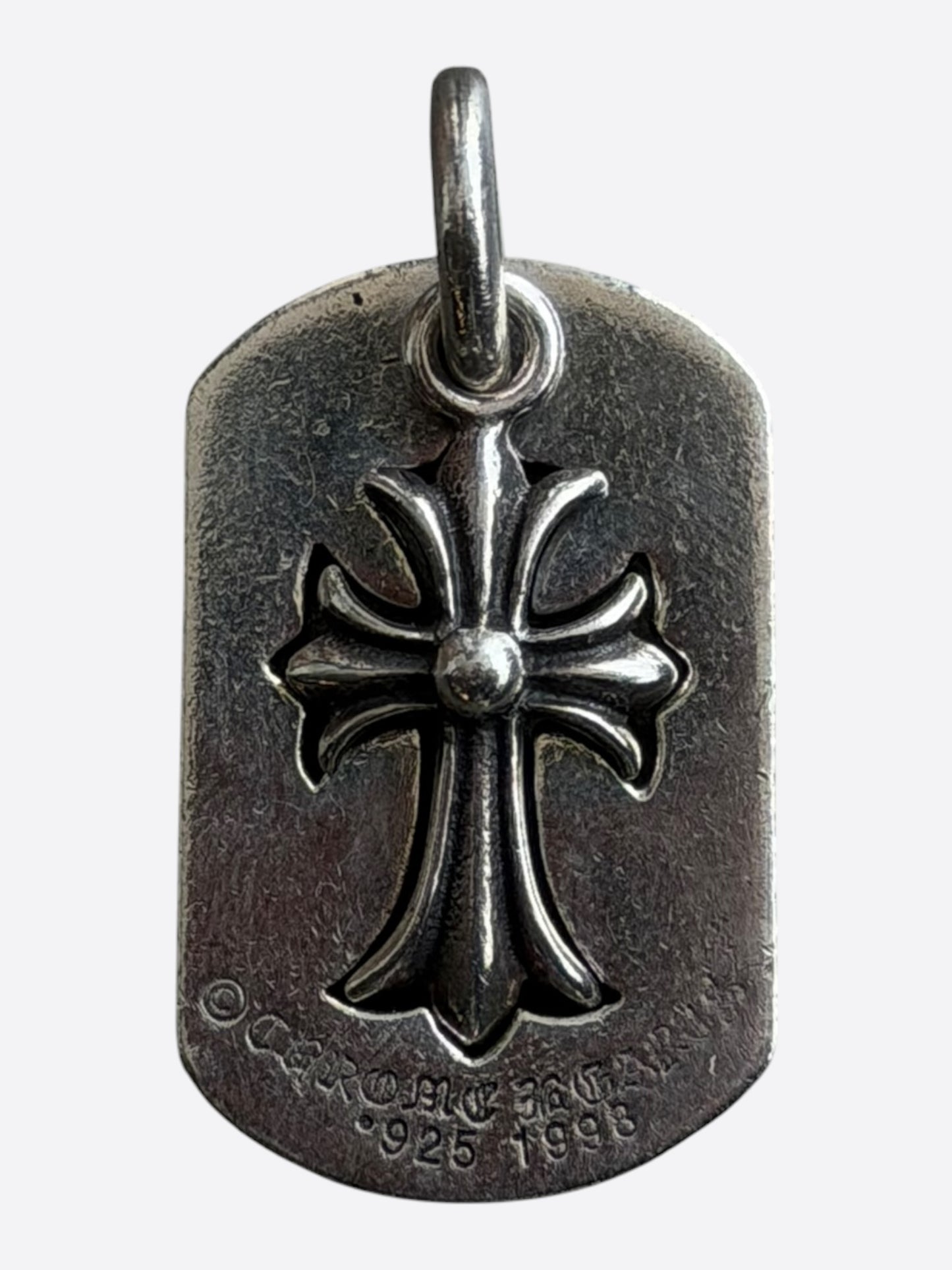 Chrome Hearts Silver Cutout CH Cross Dog Tag Pendant
