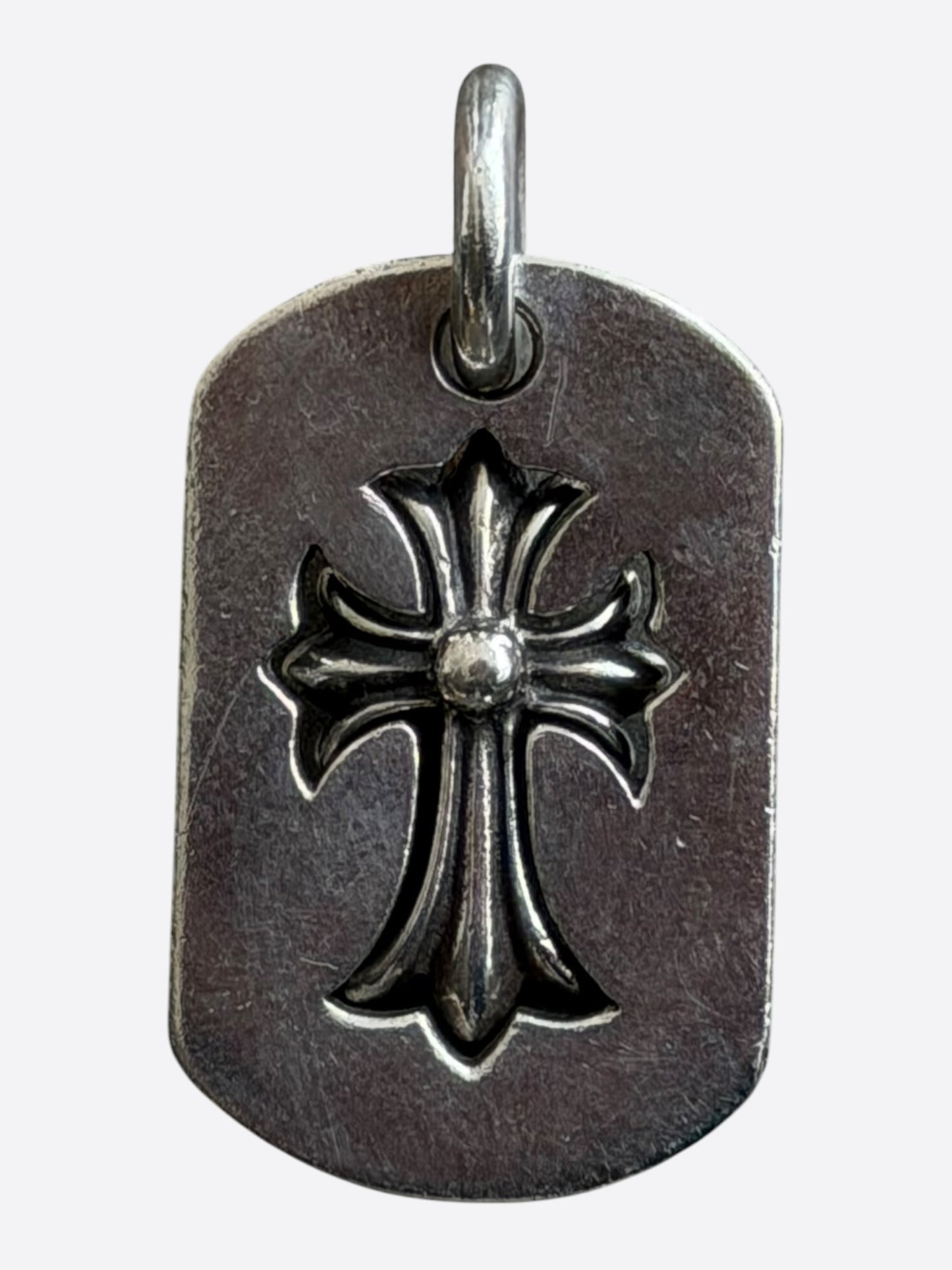 Chrome Hearts Silver Cutout CH Cross Dog Tag Pendant