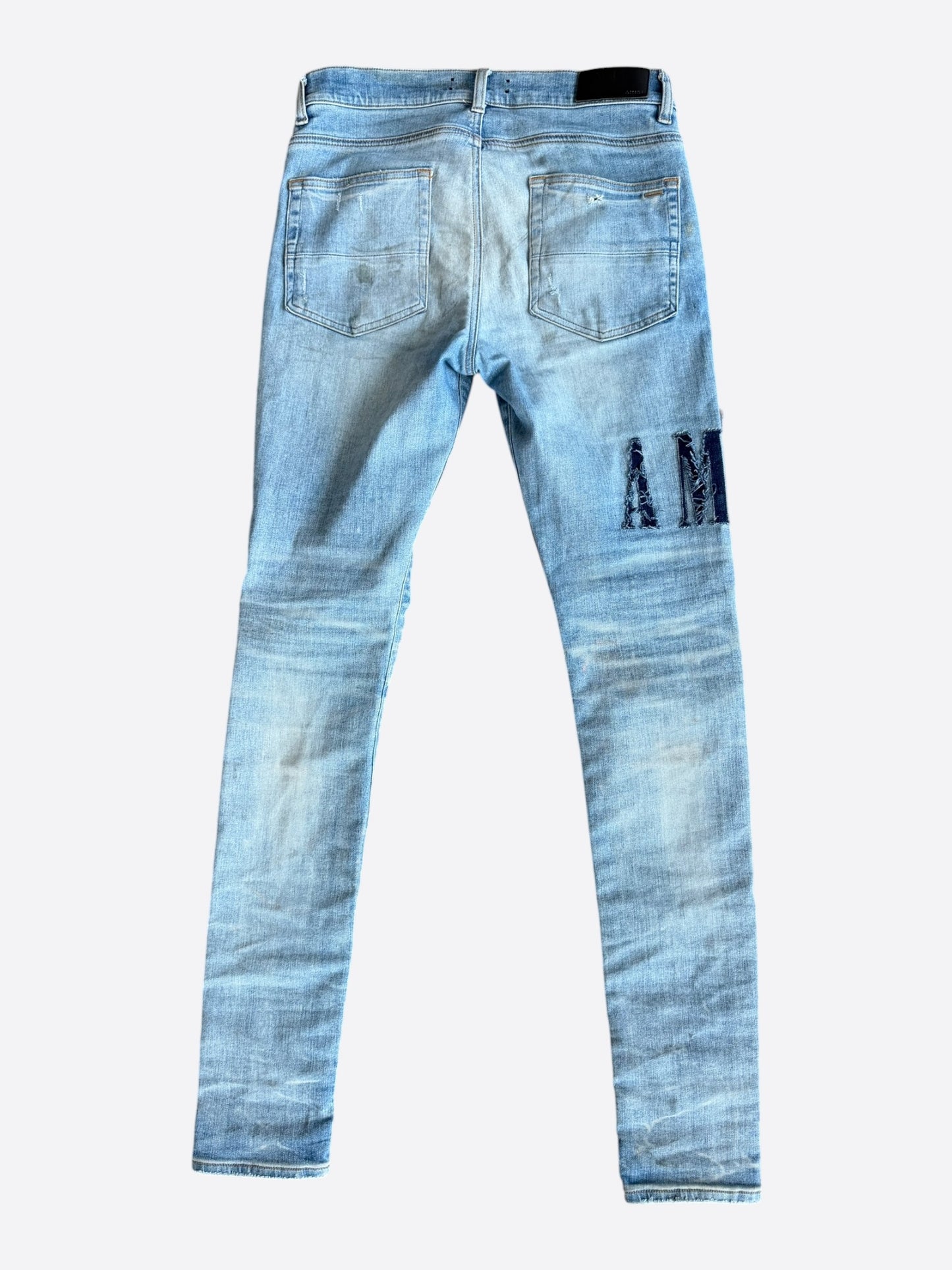 Amiri Clay Indigo Blue Denim Core Applique Logo Jeans