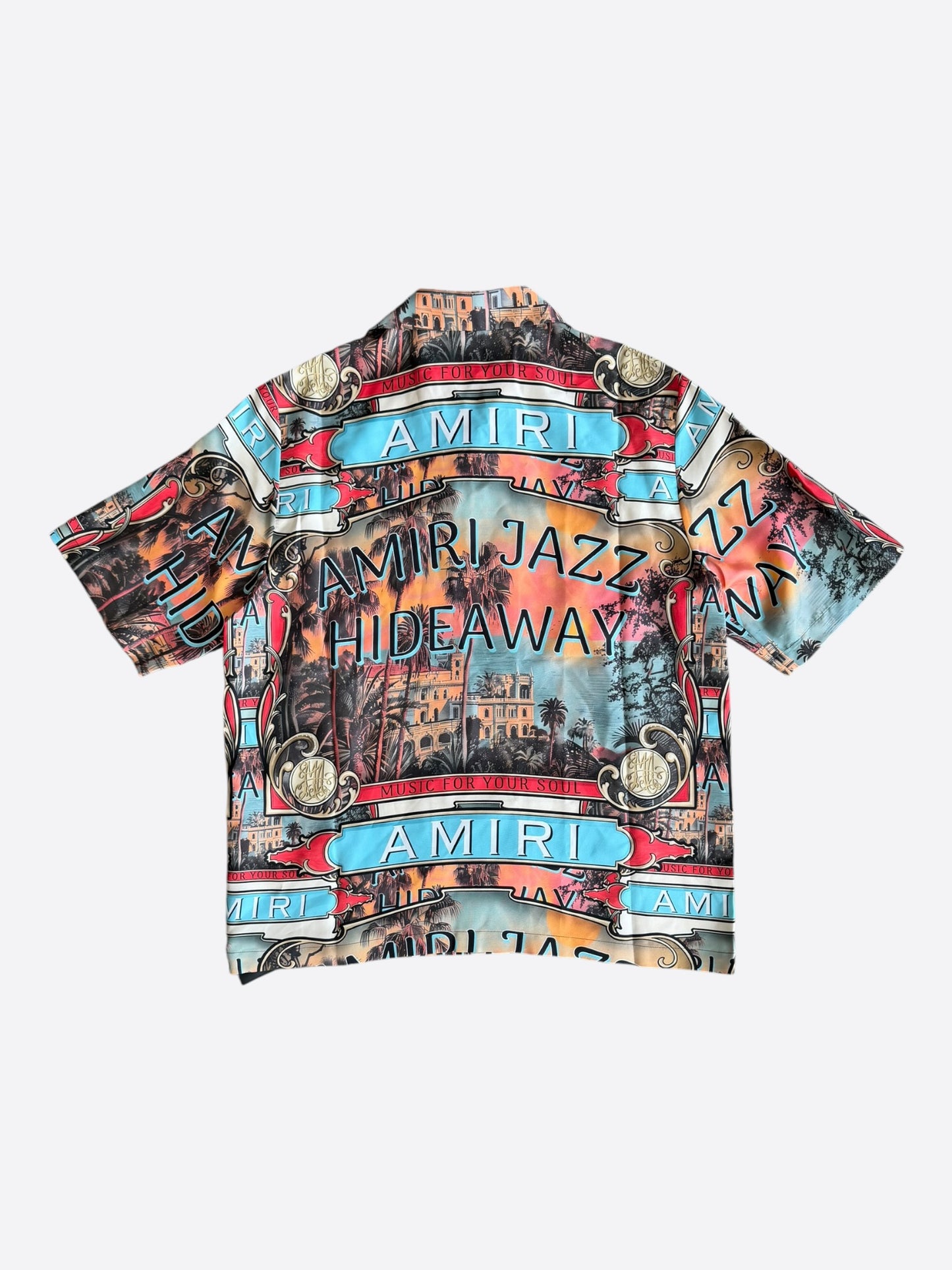 Amiri Multicolor Jazz Hideaway Graphic Silk Button Up Shirt