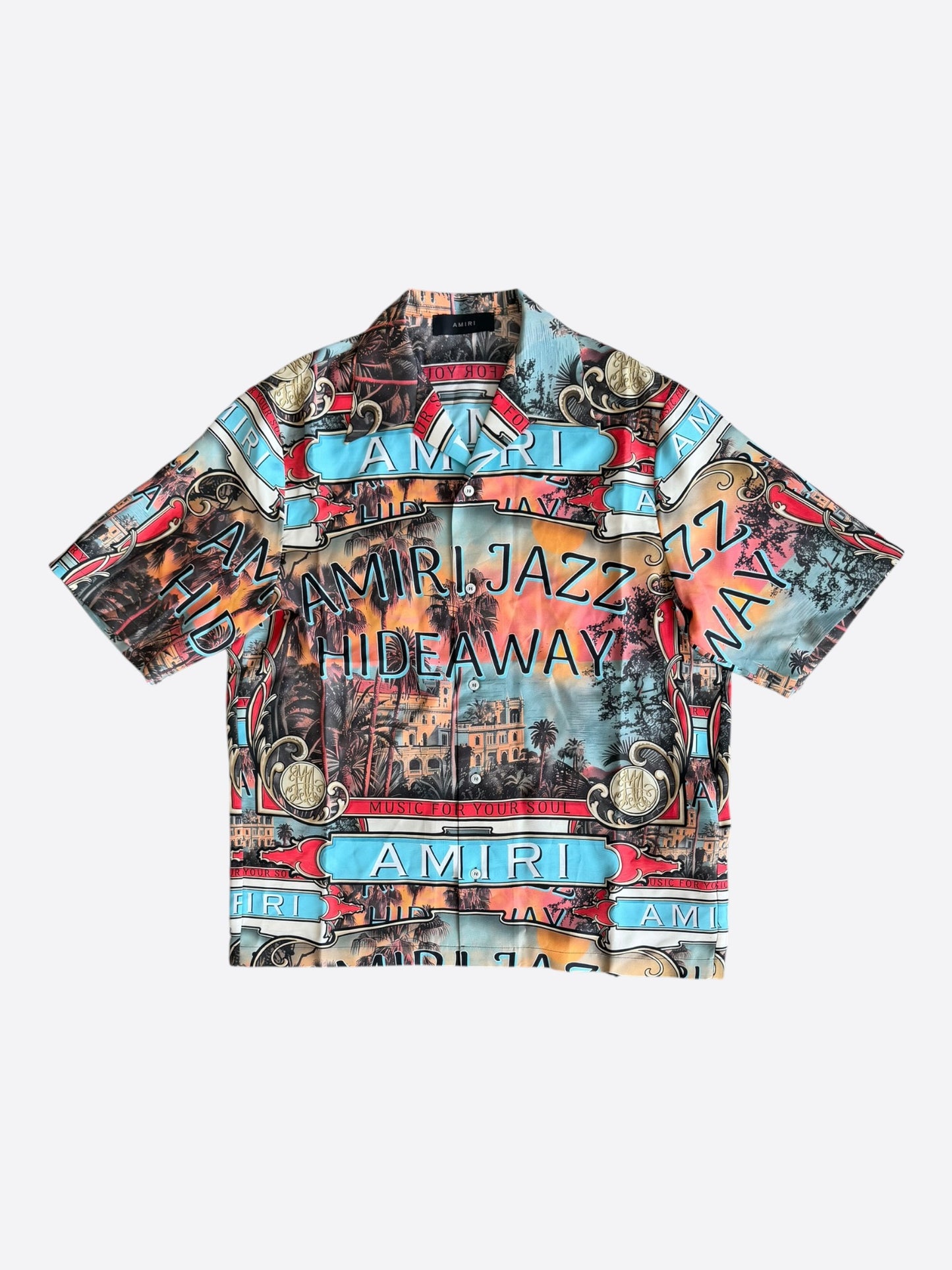 Amiri Multicolor Jazz Hideaway Graphic Silk Button Up Shirt