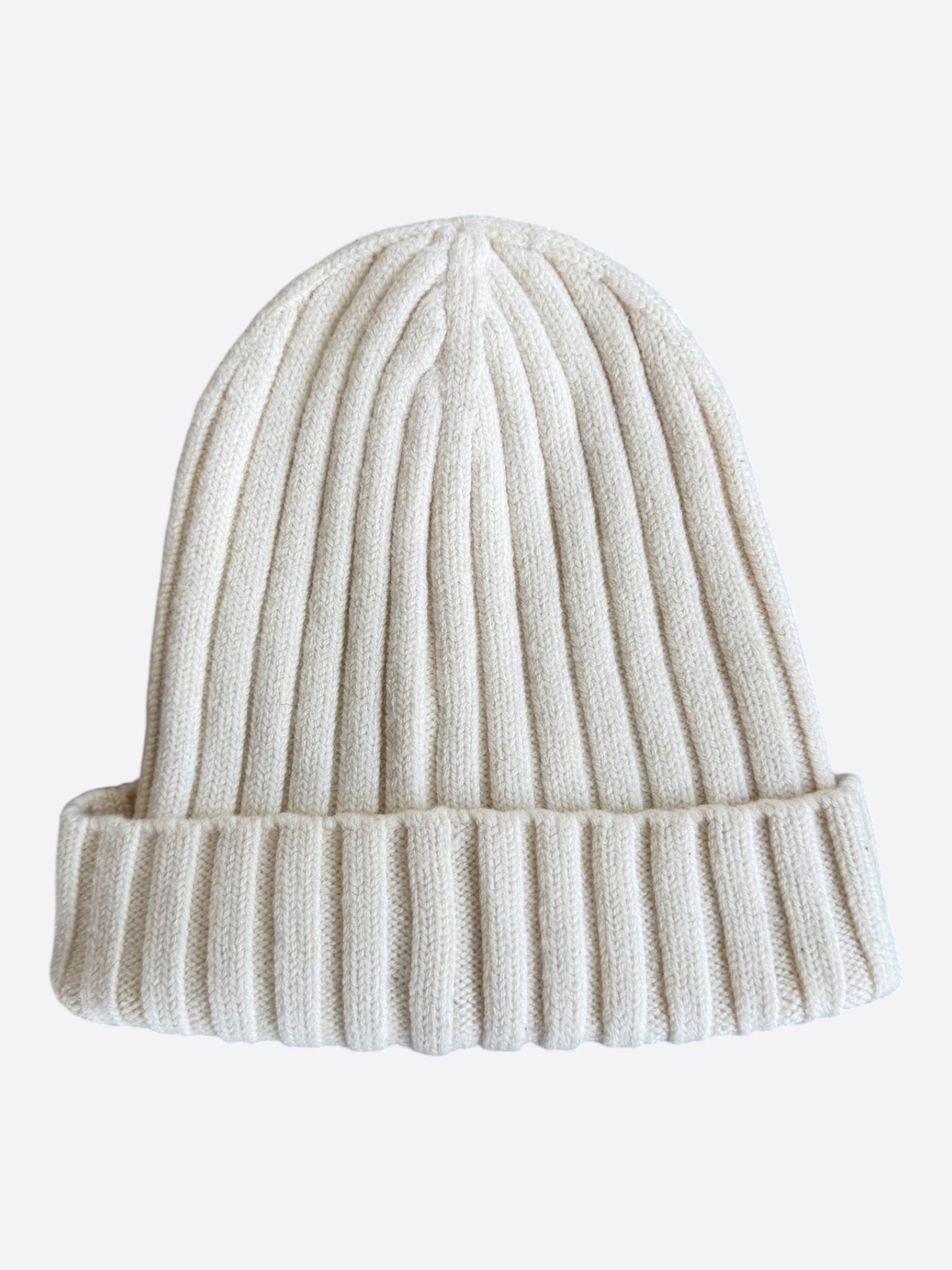 Moncler White Logo Beanie