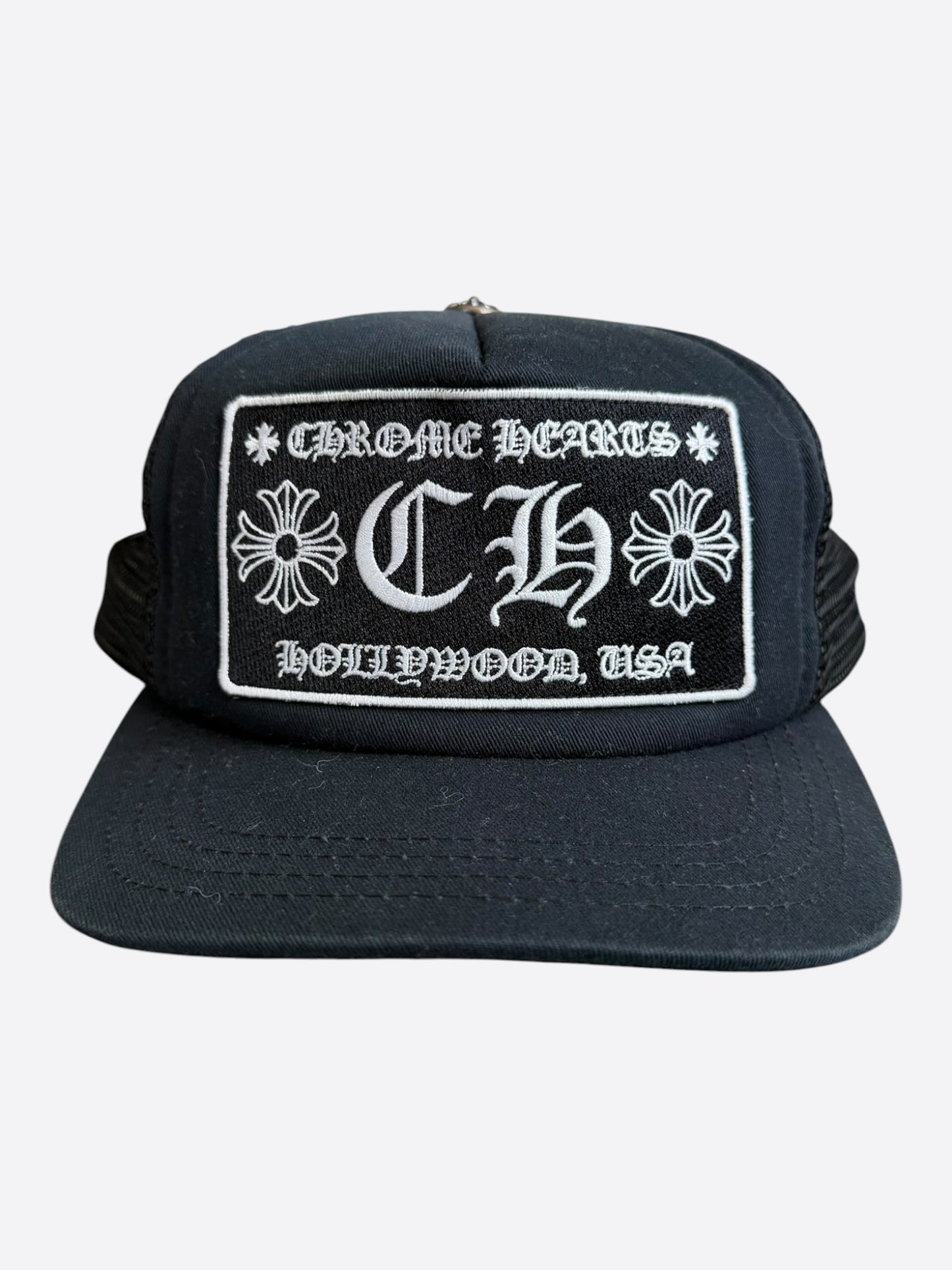 Chrome Hearts Black & White Hollywood Trucker Hat