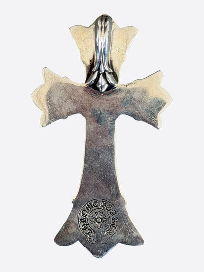 Chrome Hearts Silver & Diamond Large Double Cross Pendant