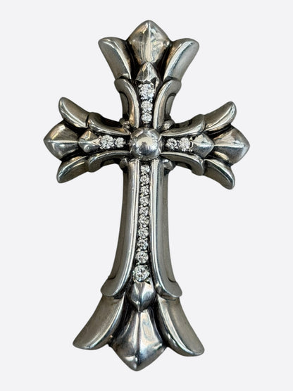 Chrome Hearts Silver & Diamond Large Double Cross Pendant