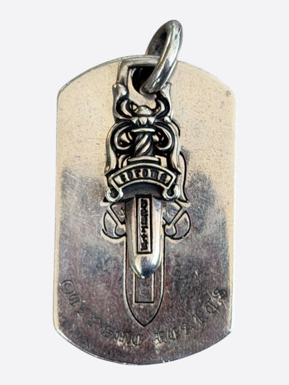 Chrome Hearts Silver Dagger Dog Tag Pendant