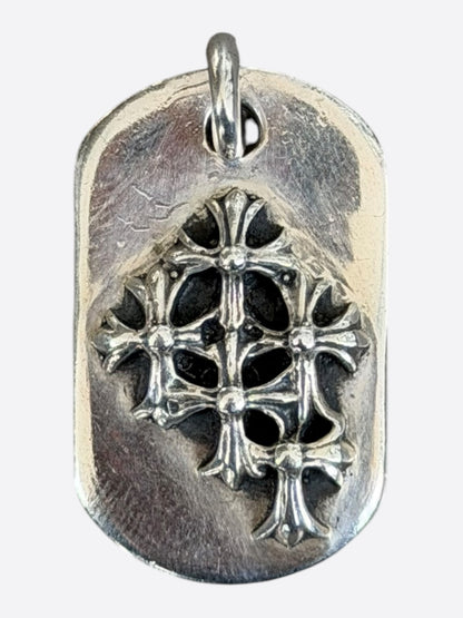 Chrome Hearts Silver Cemetery Cross Dog Tag Pendant