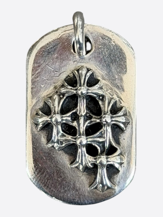 Chrome Hearts Silver Cemetery Cross Dog Tag Pendant