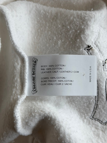 Chrome Hearts White & Leopard Cross Patch Quarter Zip Sweater