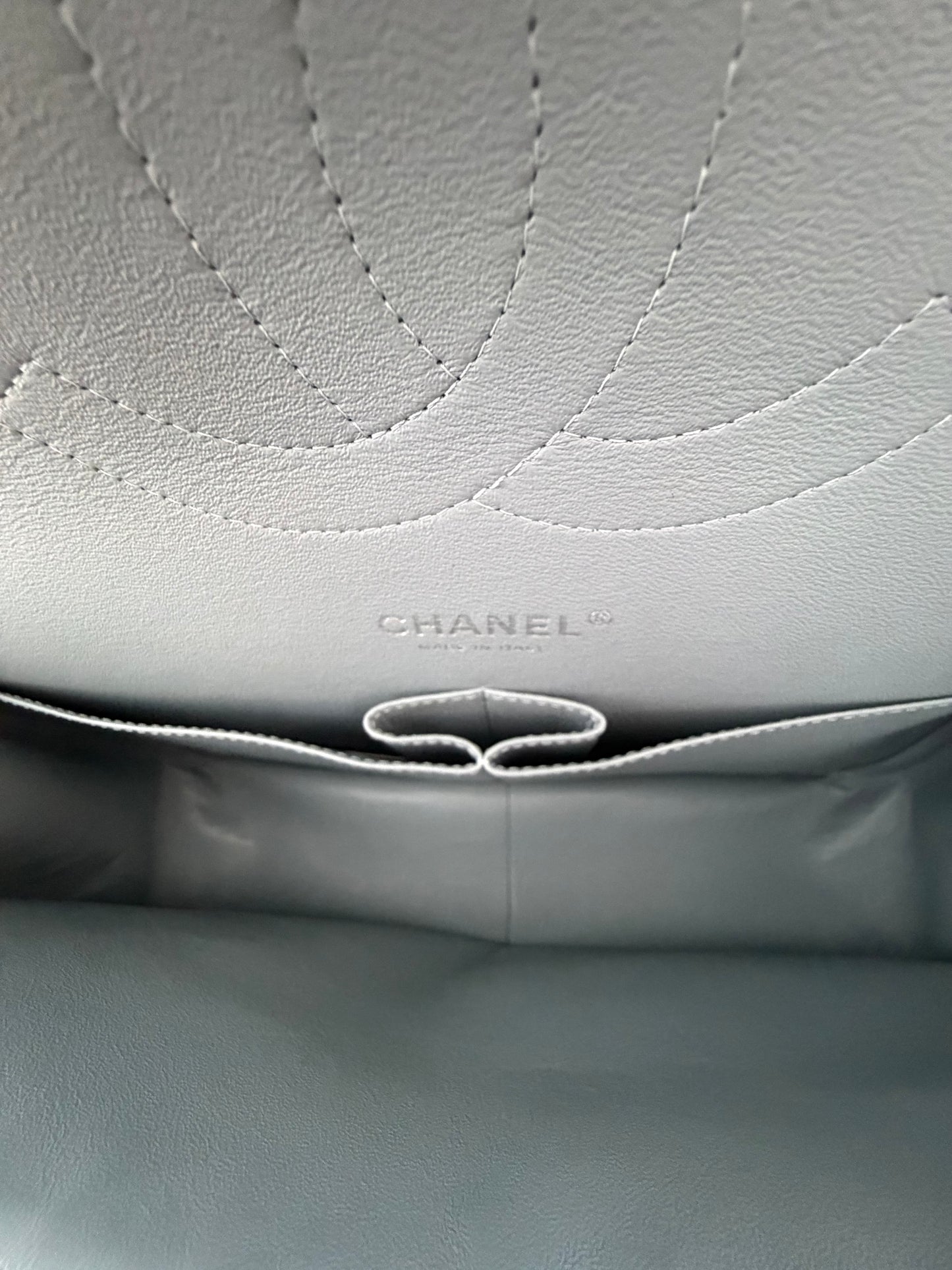 Chanel Grey Caviar Quilted Jumbo Flap Bag