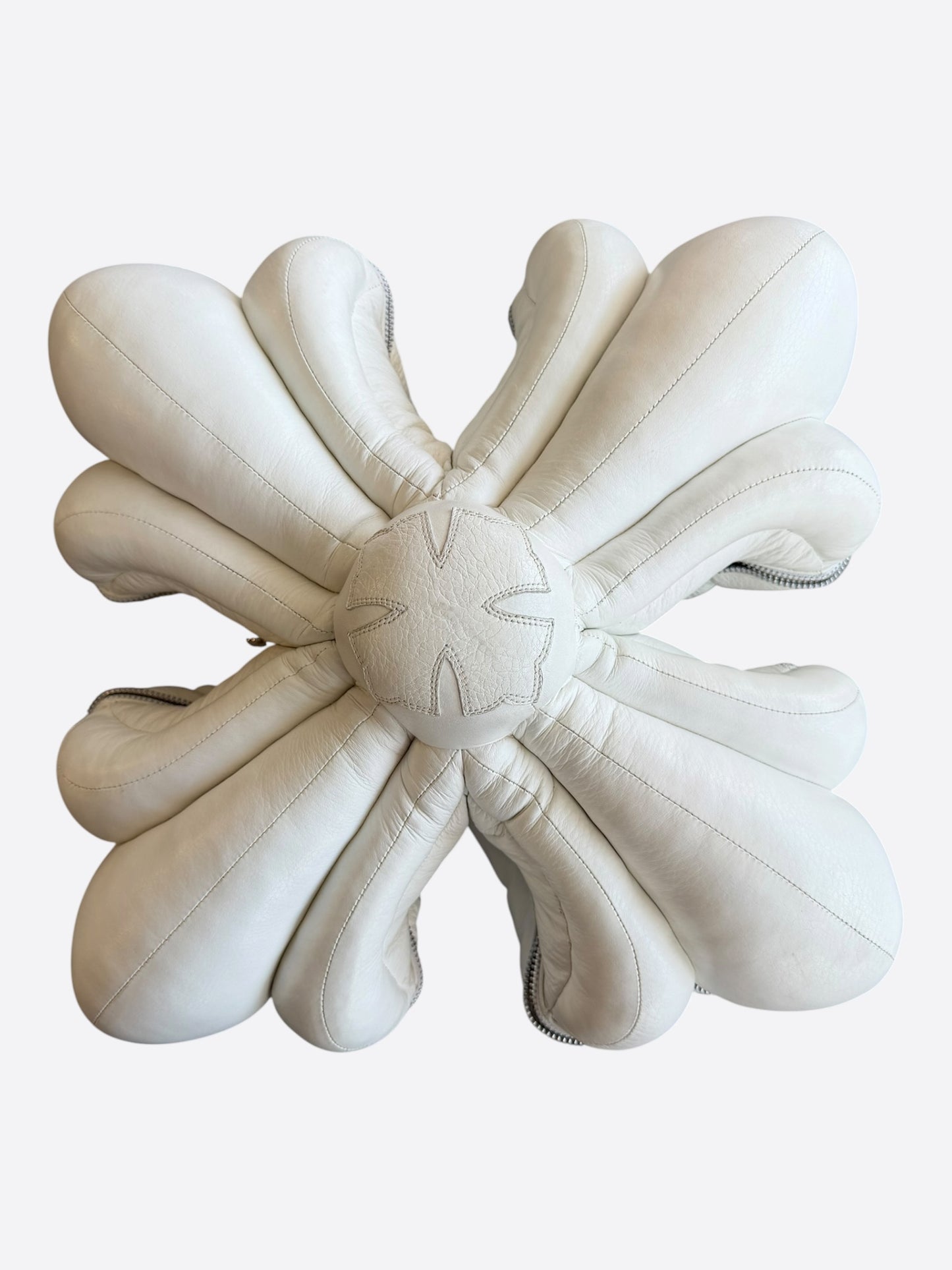 Chrome Hearts White Leather Maltese Cross Pillow
