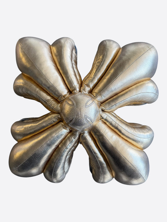 Chrome Hearts Gold Leather Maltese Cross Pillow