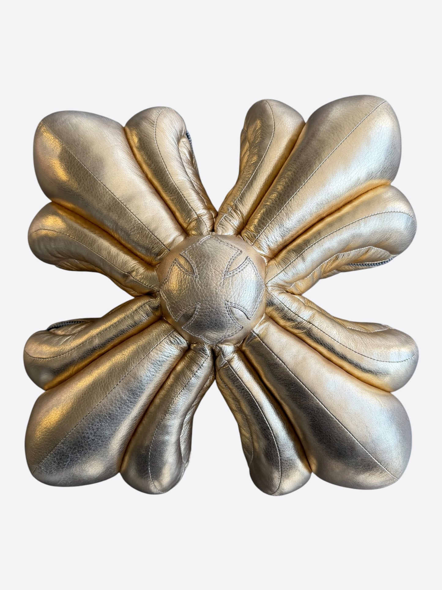 Chrome Hearts Gold Leather Maltese Cross Pillow