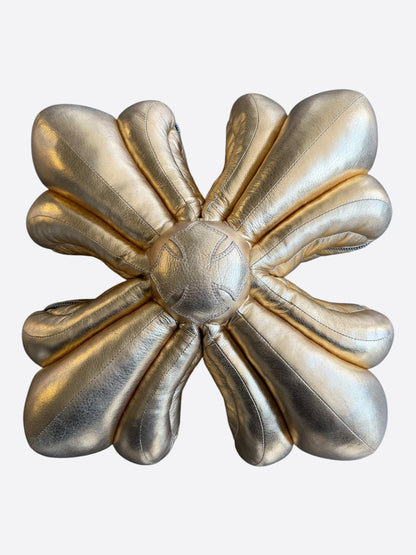 Chrome Hearts Gold Leather Maltese Cross Pillow